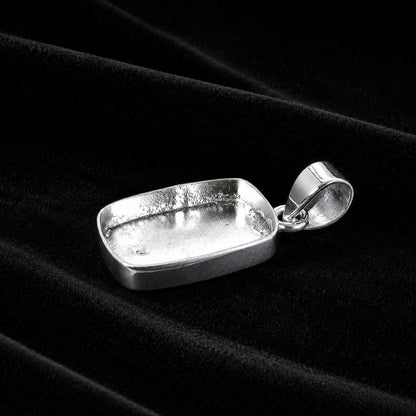 925 Sterling Silver Rectangle Bezel Pendant for Resin, Ashes, Keepsake Crafts