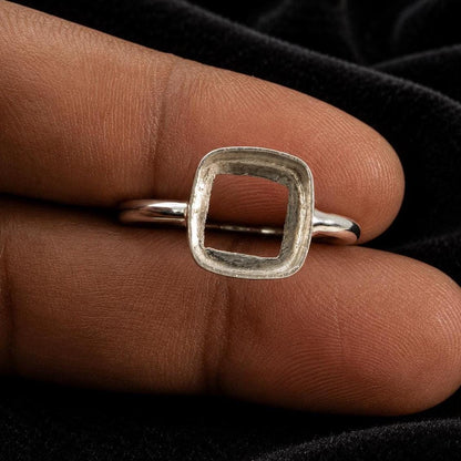925 Sterling Silver Cushion Bezel Ring Collet for Gemstone Setting (4-20mm)