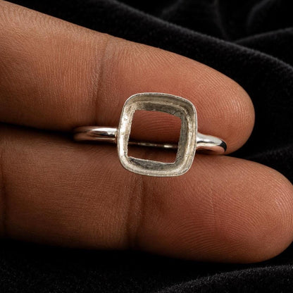 925 Sterling Silver Cushion Bezel Ring Collet for Gemstone Setting (4-20mm)