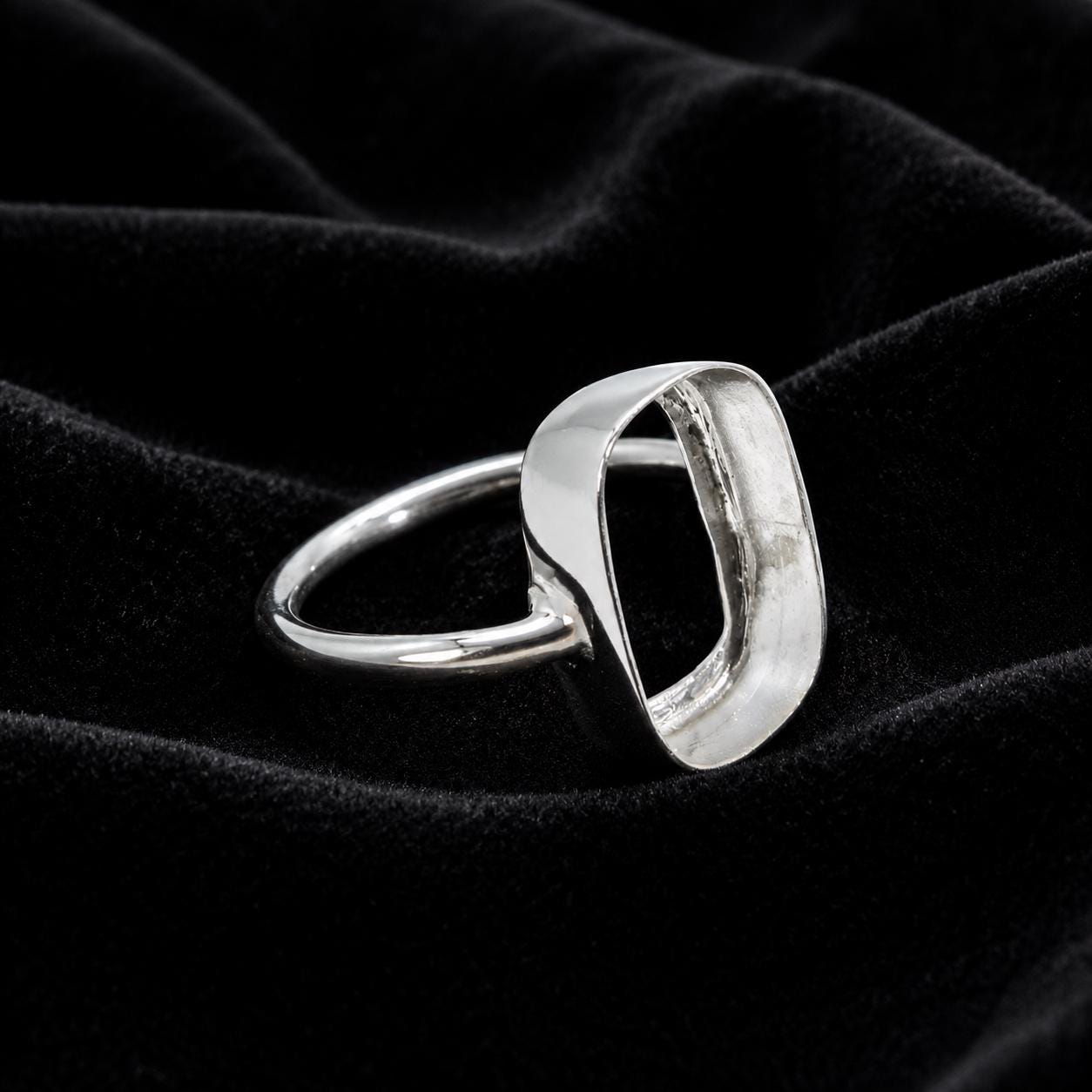 Solid 925 Sterling Silver Rectangle Cushion Blank Bezel Ring Casting For Gemstone Setting