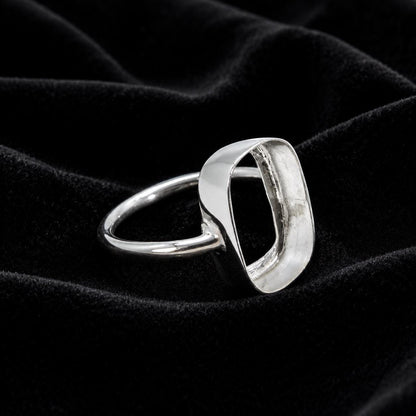 Solid 925 Sterling Silver Rectangle Cushion Blank Bezel Ring Casting For Gemstone Setting