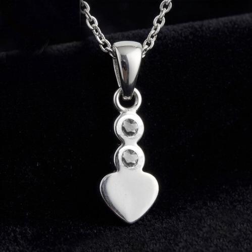 Heart Shape 6mm Blank Bezel Pendant with CZ Setted, 925 Sterling Silver Pendant, Good for Resin & Ashes Work, Memorial Jewelry DIY Crafts
