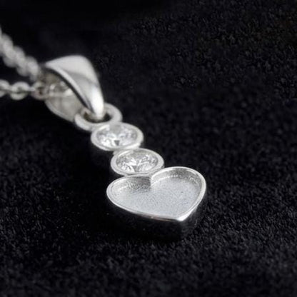 Heart Shape 6mm Blank Bezel Pendant with CZ Setted, 925 Sterling Silver Pendant, Good for Resin & Ashes Work, Memorial Jewelry DIY Crafts