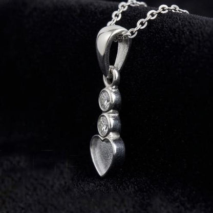 Heart Shape 6mm Blank Bezel Pendant with CZ Setted, 925 Sterling Silver Pendant, Good for Resin & Ashes Work, Memorial Jewelry DIY Crafts