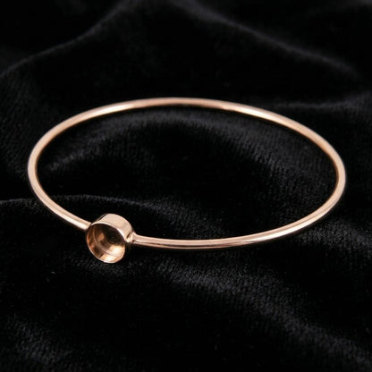 925 Sterling Silver Round 8mm Blank Bezel Handmade Bangle, Good for Resin & Ashes Work, Memorial Keepsake/Breastmilk DIY Crafts