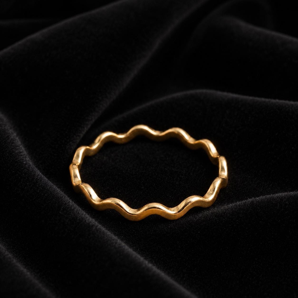 Wavy 14k Gold Ring, Dainty Stacking Ring for Women, Squiggle Ring, Minimalist Stackable Wedding Band Jewelry, Simple Ring, Gift for Her