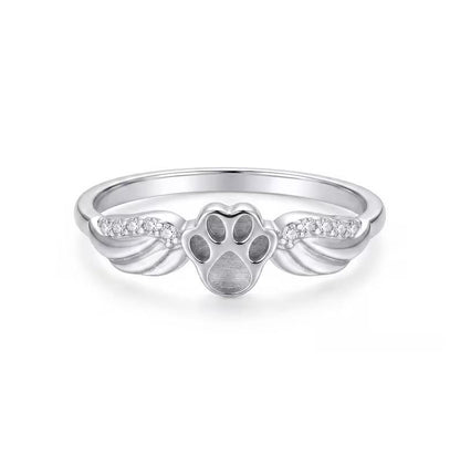 925 Sterling Solid Silver 8mm Dog Paw Blank Bezel Ring, Good for Crushed Opal, Inlay, Resin & Ashes Work, Keepsake DIY Crafts Animal Ring