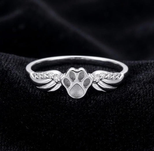 925 Sterling Solid Silver 8mm Dog Paw Blank Bezel Ring, Good for Crushed Opal, Inlay, Resin & Ashes Work, Keepsake DIY Crafts Animal Ring