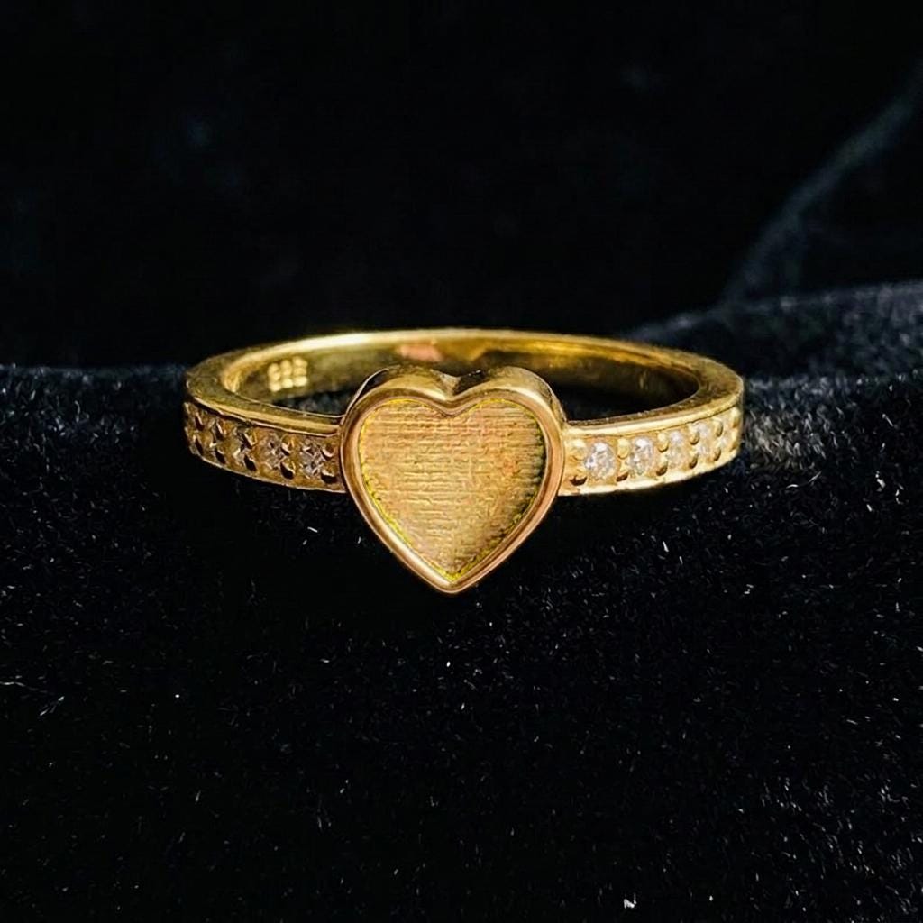 925 Sterling Solid Silver 8mm Heart Blank Bezel with CZ Setted on Band Ring, Good for Resin & Ashes Breastmilk DIY Work, Keepsake Jewelry
