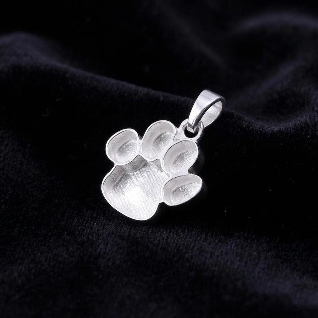 925 Sterling Solid Silver 14mm Dog Paw Print Blank Bezel Pendant Setting, Good for Resin & Ashes Work, Keepsake/Breastmilk DIY, Animal Lover