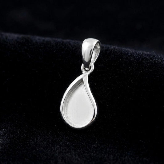 925 Sterling Silver Milk Drop Blank Bezel Breastmilk/Keepsake Pendant Setting, Good for Resin & Ashes Work, Memorial Locket DIY Charms