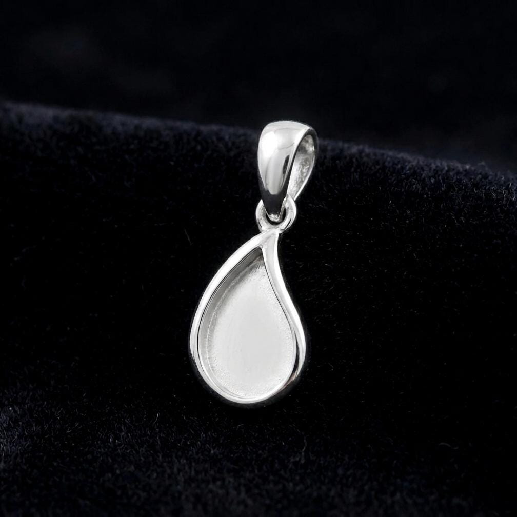 925 Sterling Silver Milk Drop Blank Bezel Breastmilk/Keepsake Pendant Setting, Good for Resin & Ashes Work, Memorial Locket DIY Charms