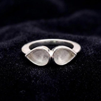 925 Sterling Solid Silver Teardrop Shape 8x6mm Blank Bezel Ring, Good for Stone, Resin & Ashes Work, Memorial Keepsake Breastmilk DIY Crafts