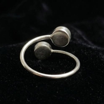 925 Sterling Silver 2 Circle 6mm Blank Bezel Adjustable Bypass Ring, Good for Resin & Ashes Work,  Memorial Keepsake, Breastmilk DIY Crafts