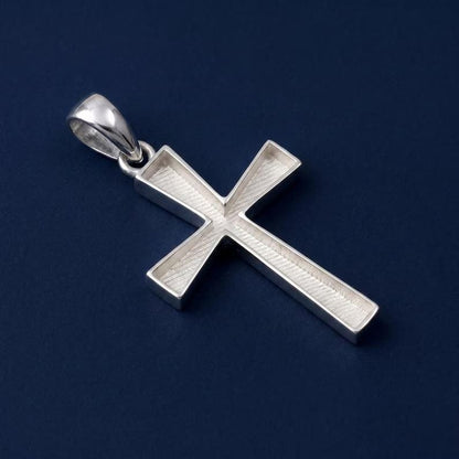 925 Sterling Solid Silver Cross Shape Blank Bezel Pendant, Good for Crushed Opal, Resin & Ashes, Croix, Bijoux Grec, Gioielli Greco, Kreuz
