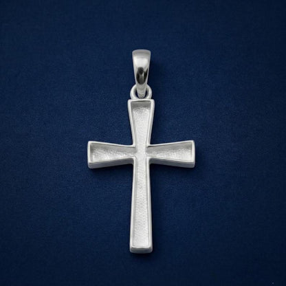 925 Sterling Solid Silver Cross Shape Blank Bezel Pendant, Good for Crushed Opal, Resin & Ashes, Croix, Bijoux Grec, Gioielli Greco, Kreuz