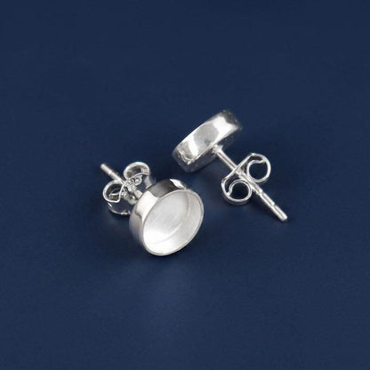 925 sterling silver round blank bezel cup Stud earring collet 5mm to 15mm round gemstone bezel cup earring metal casting, stud earring DIY