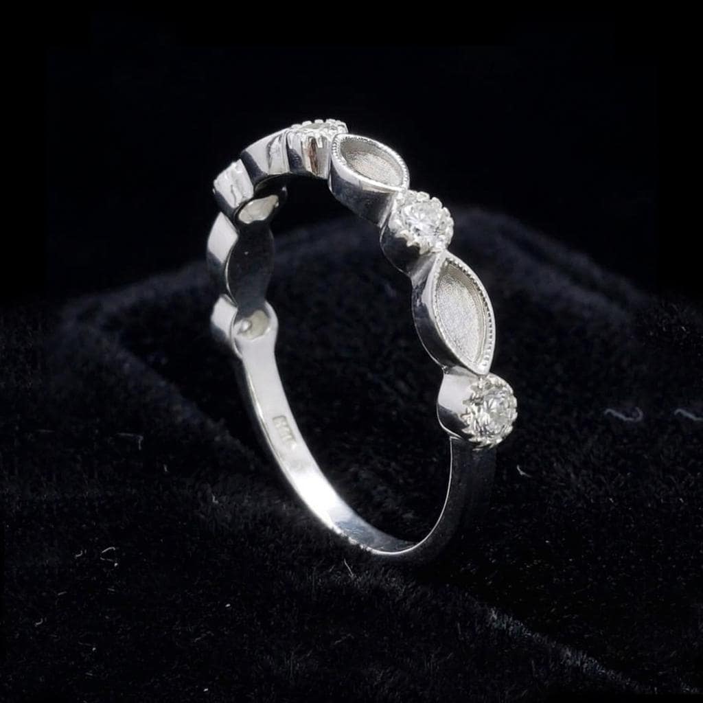925 Sterling Solid Silver 2x4mm Marquise Shape Blank Bezel with 2mm Round Zircon Ring, Good for Resin & Ashes Work, Breastmilk/Keepsake DIY