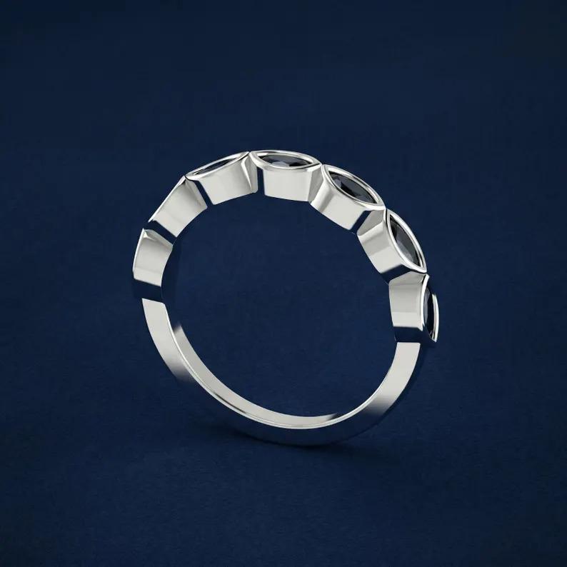 925 Sterling Silver 2x4mm Marquise Blank Bezel Half Eternity Band Ring, Good for Resin & Ashes Work, Breastmilk/Keepsake DIY, Crafts Supply