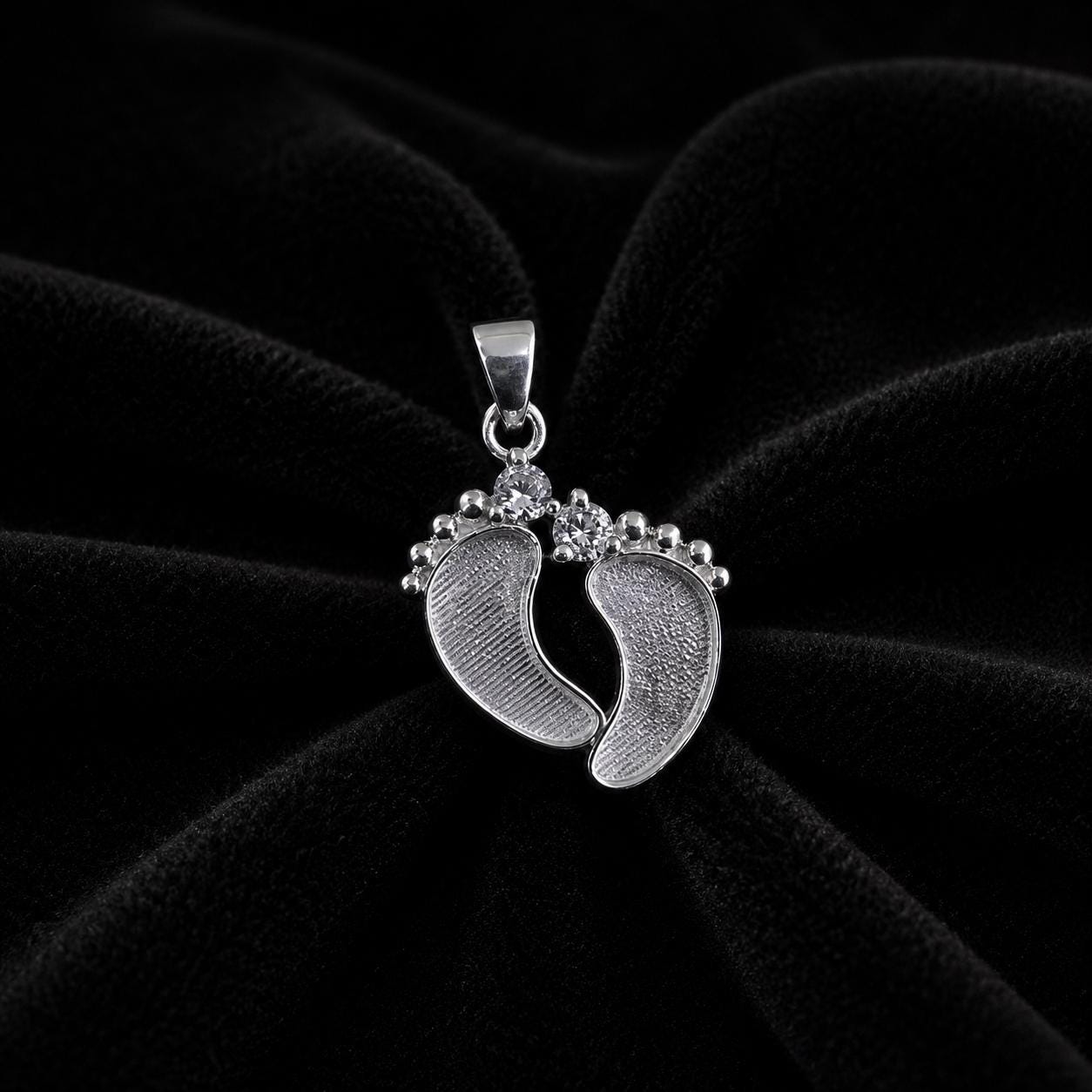 925 Sterling Silver Baby Foot Pendant Blank Bezel with CZ Setted, For Pour Resin, Breastmilk DIY, Keepsake Jewelry, Baby Feet Memorial Gifts