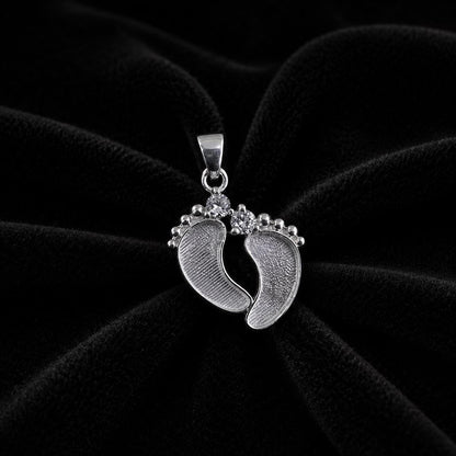 925 Sterling Silver Baby Foot Pendant Blank Bezel with CZ Setted, For Pour Resin, Breastmilk DIY, Keepsake Jewelry, Baby Feet Memorial Gifts