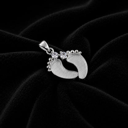 925 Sterling Silver Baby Foot Pendant Blank Bezel with CZ Setted, For Pour Resin, Breastmilk DIY, Keepsake Jewelry, Baby Feet Memorial Gifts
