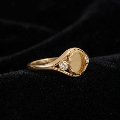 925 Sterling Silver, Oval 8x6mm Blank Bezel with CZ Set Engagement Ring, Unique Vintage Bridal Ring, Resin & Ashes, Breastmilk/Keepsake DIY