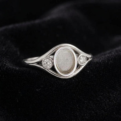 925 Sterling Silver, Oval 8x6mm Blank Bezel with CZ Set Engagement Ring, Unique Vintage Bridal Ring, Resin & Ashes, Breastmilk/Keepsake DIY