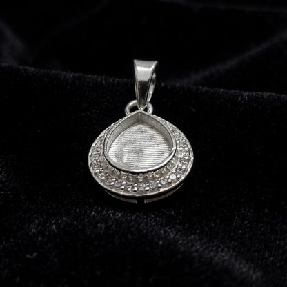 Pear Shape 8x10mm Blank Bezel Pendant Surrounded with CZ, 925 Sterling Silver Pendant, Good for Resin & Ashes Work, Keepsake Jewelry Crafts