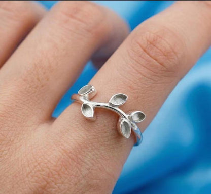 Marquise 2x4mm Blank Bezel Settings Leaf Branch Design Ring, Good for Pour Resin & Ashes Work, Keepsake/Breastmilk DIY Craft, Memorial Gifts