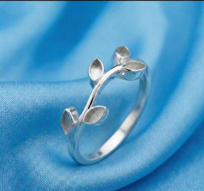 Marquise 2x4mm Blank Bezel Settings Leaf Branch Design Ring, Good for Pour Resin & Ashes Work, Keepsake/Breastmilk DIY Craft, Memorial Gifts