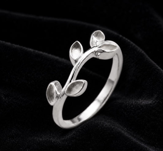 Marquise 2x4mm Blank Bezel Settings Leaf Branch Design Ring, Good for Pour Resin & Ashes Work, Keepsake/Breastmilk DIY Craft, Memorial Gifts