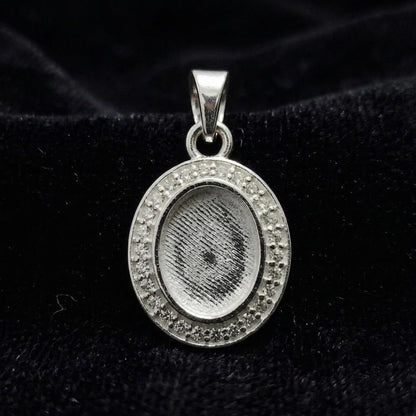 Oval Shape 8x10mm Blank Bezel Pendant Surrounded with CZ, 925 Sterling Silver Pendant, Good for Resin & Ashes Work, Keepsake Jewelry Crafts