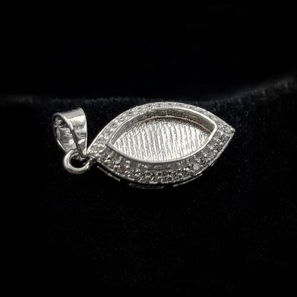 Marquise Shape 6x12mm Blank Bezel Pendant with CZ Setted, 925 Sterling Silver Pendant, Good for Resin & Ashes Work, Keepsake Jewelry Crafts