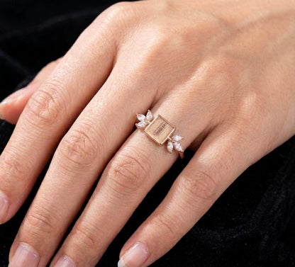 925 Sterling Solid Silver 8x8mm Square Shape Blank Bezel with Tiny Marquise CZ Ring, Good for Resin & Ashes Work, Keepsake/Breastmilk DIY