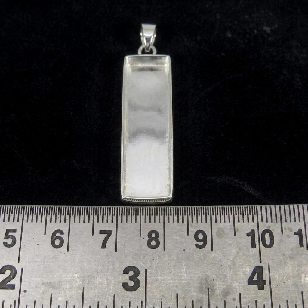 925 Sterling Silver Rectangle Bezel Blank Cup Pendant, Good for Pour Crushed Opal Resin & Ashes Work Keepsake/Breastmilk Crafts Good For DIY