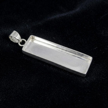 925 Sterling Silver Rectangle Bezel Blank Cup Pendant, Good for Pour Crushed Opal Resin & Ashes Work Keepsake/Breastmilk Crafts Good For DIY