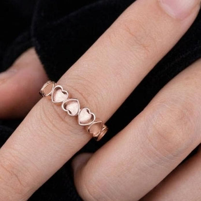 925 Sterling Solid Silver 5x5mm Heart Blank Bezel Half Eternity Ring, Good for Resin & Ashes Work, Breastmilk/Keepsake DIY, Crafts Supply
