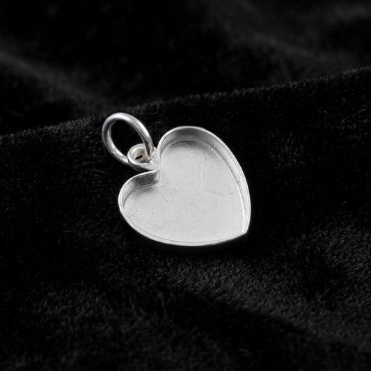 925 Sterling Silver Heart Pendant Blank Component Setting, DIY Keepsake Jewelry Tray, Bezel Base for Resin & Stone Insert, Handmade Jewelry