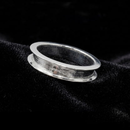 925 Sterling Silver Band Ring, Blank Channel Setted Unisex Band Ring, Good for Resin & Ashes Work, Breastmilk/Keepsake DIY Craft Supplies