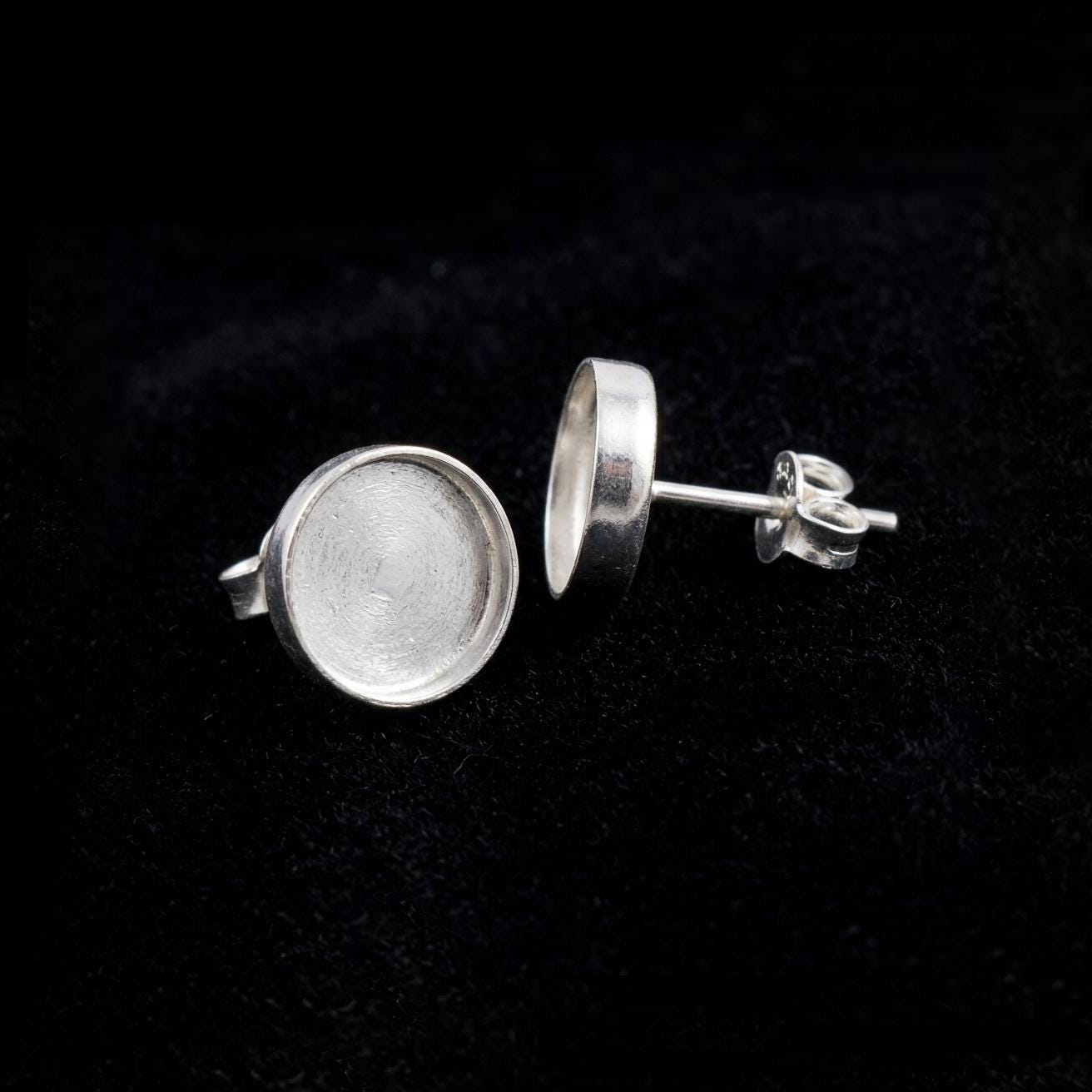 925 sterling silver round blank bezel cup Stud earring collet 5mm to 15mm round gemstone bezel cup earring metal casting, stud earring DIY