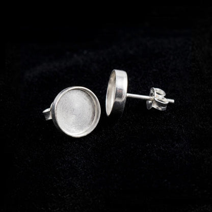 925 sterling silver round blank bezel cup Stud earring collet 5mm to 15mm round gemstone bezel cup earring metal casting, stud earring DIY