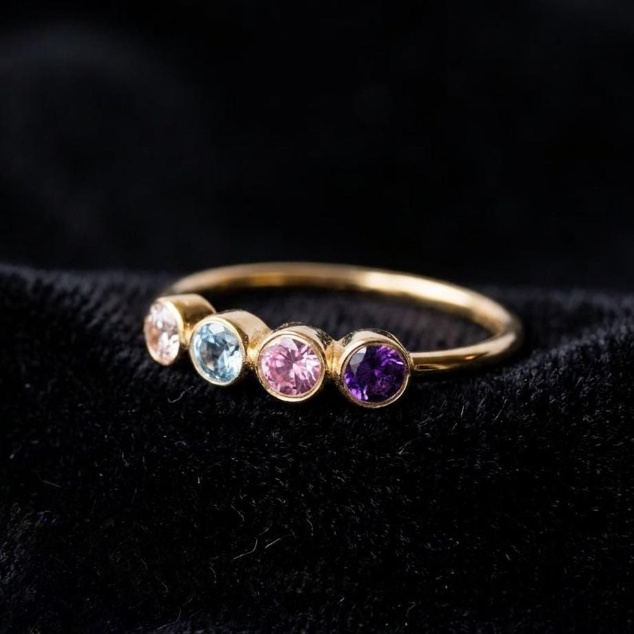 Mothers Ring 1, 2, 3, 4, 5 Stone, Birthstone Ring for Mom, Mothers Day Gift, Personalized Birthstone Jewelry Gift for Her, Personalized Ring