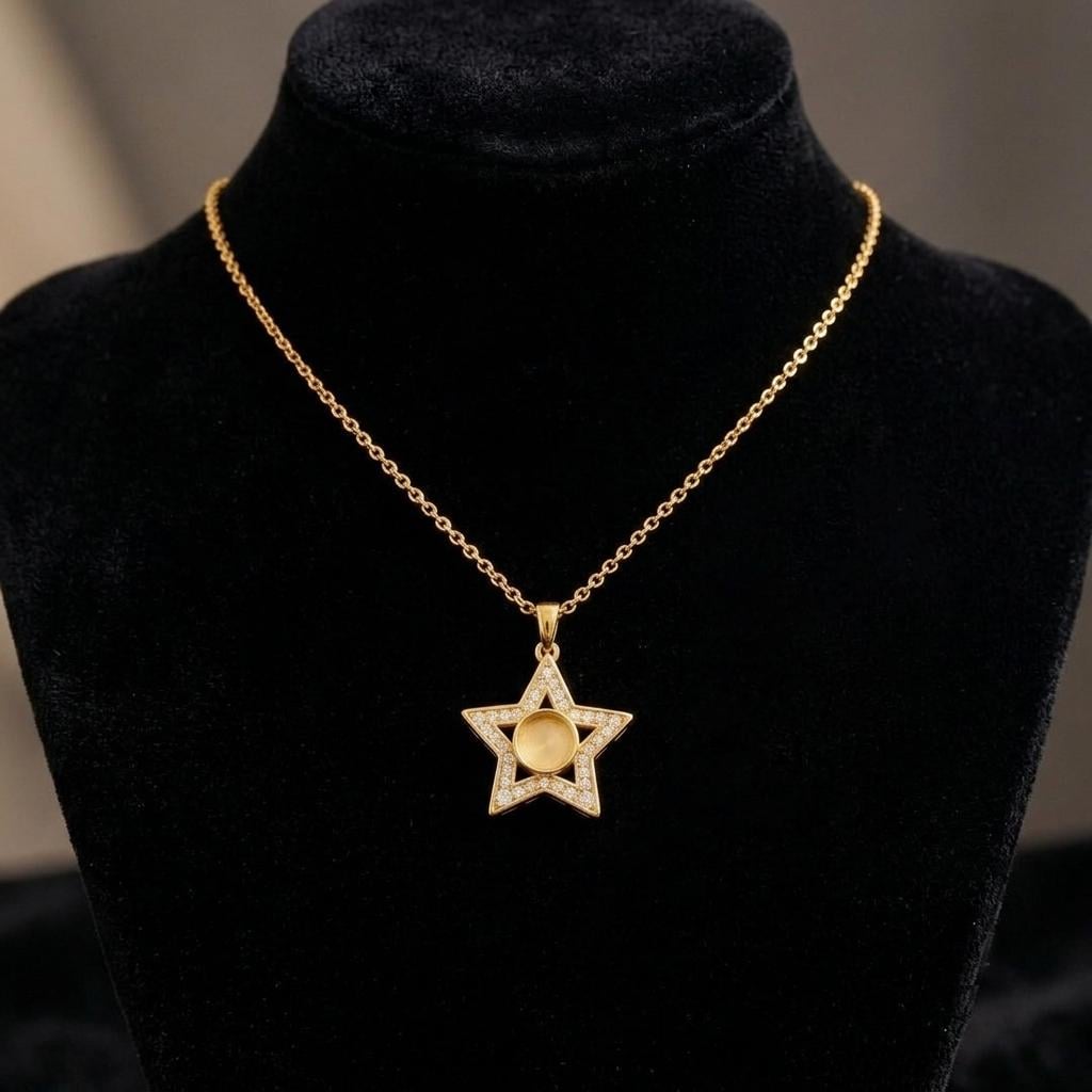 925 Sterling Silver Shining Star Round 6mm Blank Bezel CZ Set Pendant, Breastmilk/Keepsake, Good for Resin & Ashes Work, Memorial DIY Crafts