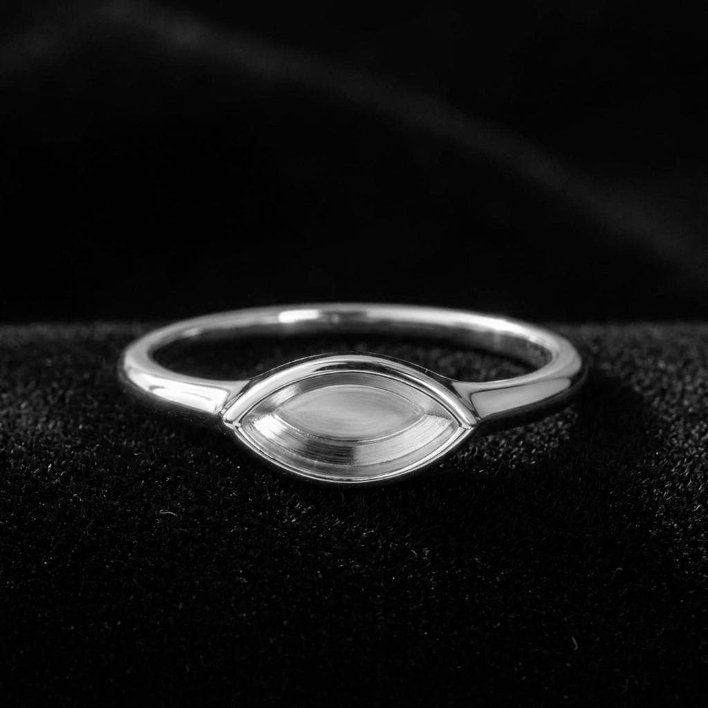925 Sterling Solid Silver 6x12mm Marquise Blank Bezel Ring Settings, Good for Resin & Ashes Work, Keepsake/Breastmilk DIY, Jewelry Crafts
