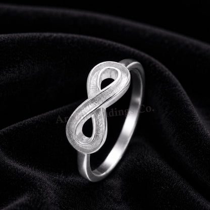 925 Sterling Solid Silver, Infinity Blank Channel Ring Setting, Good for Inlay Resin & Ashes Work, Keepsake Breastmilk DIY, Memorial Crafts