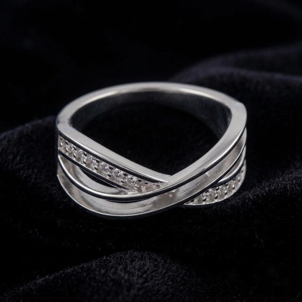 925 Sterling Solid Silver Infinity Ring with Blank Bezel and Zircon Setted, Good for Inlay Resin & Ashes Work, Keepsake Breastmilk DIY Craft