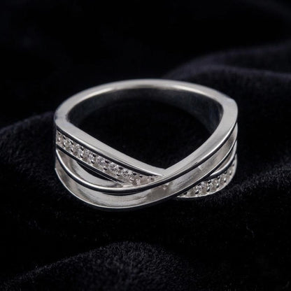 925 Sterling Solid Silver Infinity Ring with Blank Bezel and Zircon Setted, Good for Inlay Resin & Ashes Work, Keepsake Breastmilk DIY Craft
