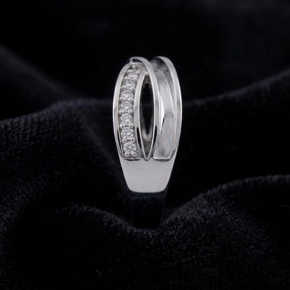 925 Sterling Solid Silver Infinity Ring with Blank Bezel and Zircon Setted, Good for Inlay Resin & Ashes Work, Keepsake Breastmilk DIY Craft