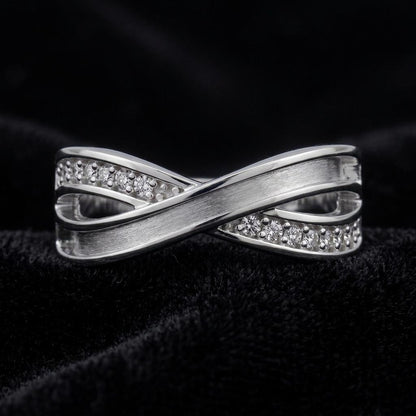925 Sterling Solid Silver Infinity Ring with Blank Bezel and Zircon Setted, Good for Inlay Resin & Ashes Work, Keepsake Breastmilk DIY Craft